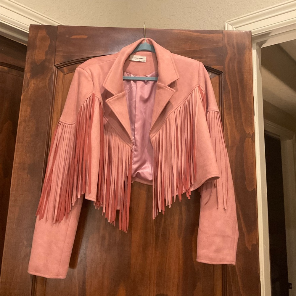 Pink Fringe Jacket by saints and hearts